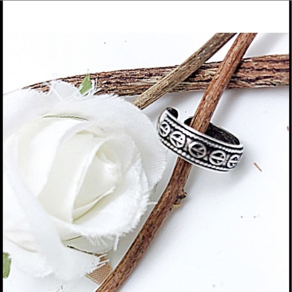 Peace Sign Sterling Silver Toe Ring, 3/8”, Adjustable, NEW, Ships in Gift Box - Picture 2 of 9